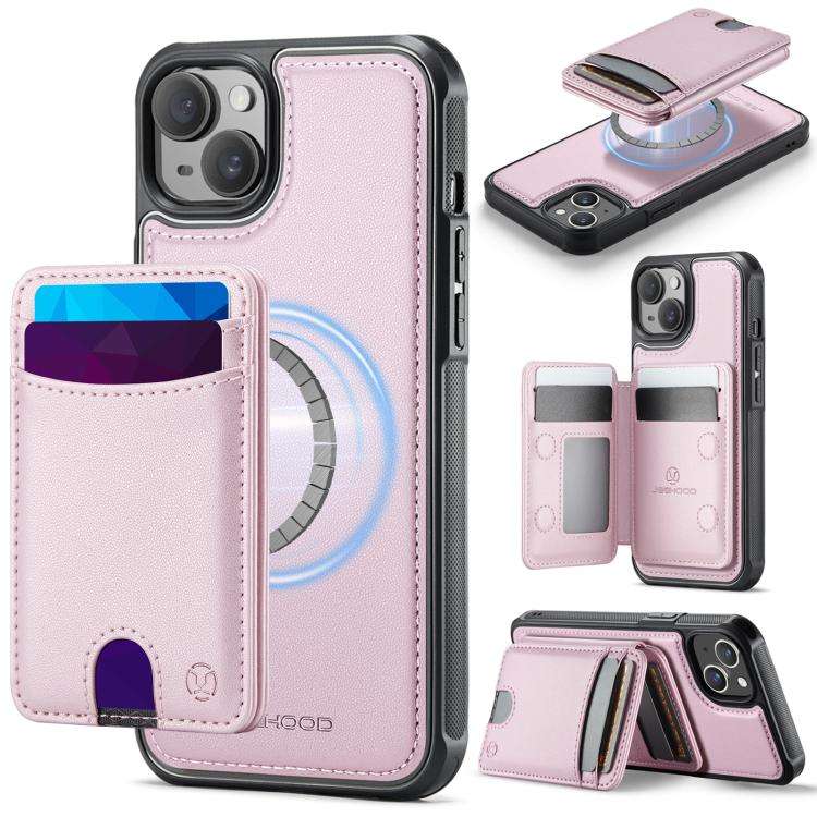 JEEHOOD J10 Flip Card Bag MagSafe Split RFID Leather Phone Case, For iPhone 16 Plus, For iPhone 1...