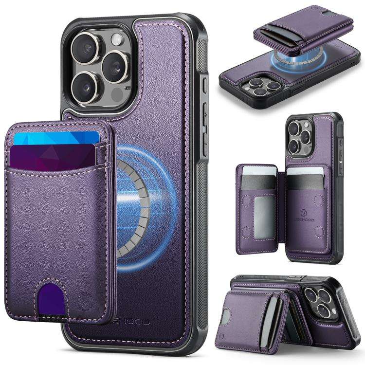 JEEHOOD J10 Flip Card Bag MagSafe Split RFID Leather Phone Case, For iPhone 16 Plus, For iPhone 1...