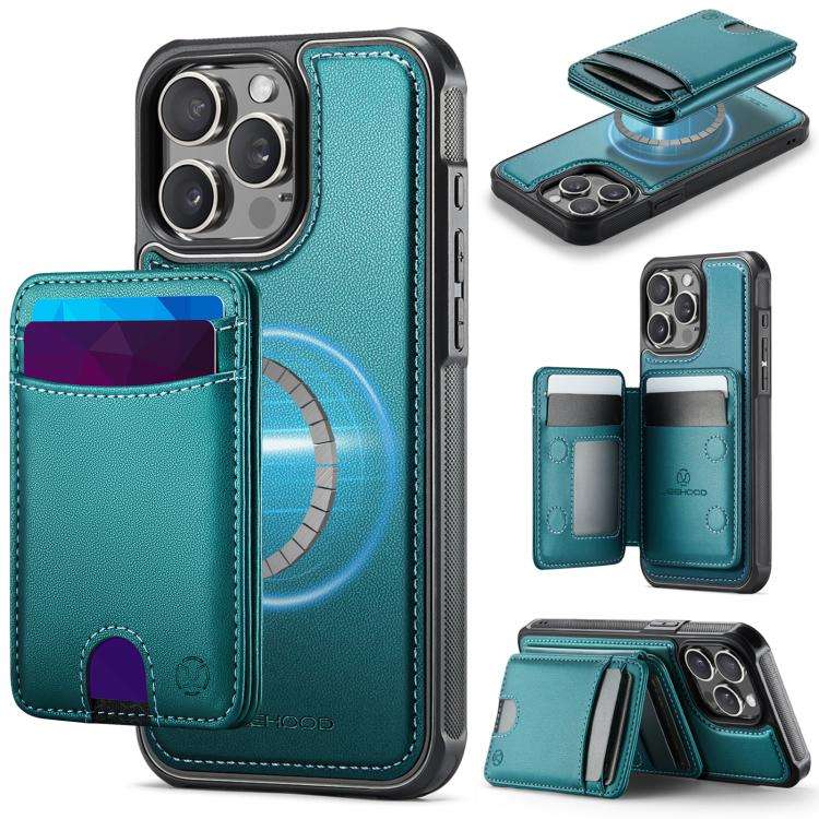 JEEHOOD J10 Flip Card Bag MagSafe Split RFID Leather Phone Case, For iPhone 16 Plus, For iPhone 1...