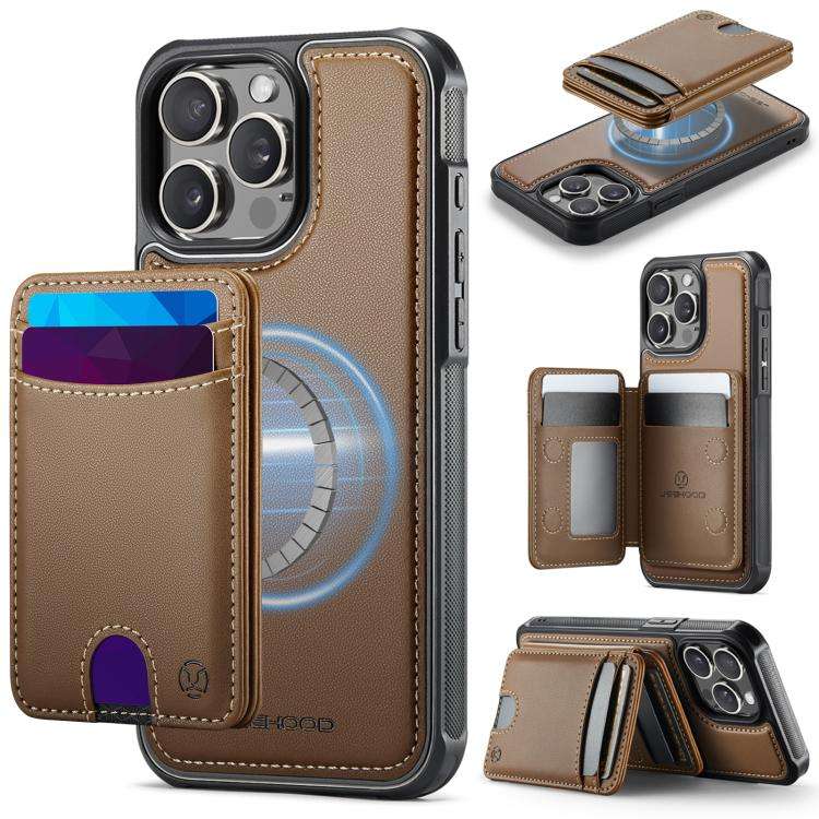 JEEHOOD J10 Flip Card Bag MagSafe Split RFID Leather Phone Case, For iPhone 16 Plus, For iPhone 1...