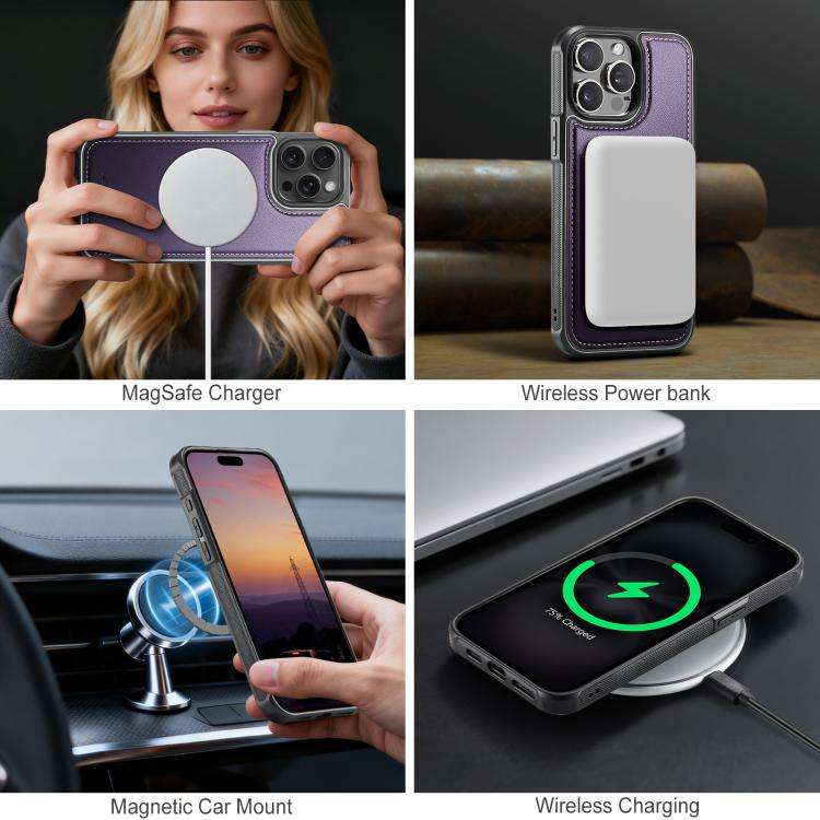 JEEHOOD J10 Flip Card Bag MagSafe Split RFID Leather Phone Case, For iPhone 14 Pro Max, For iPhon...