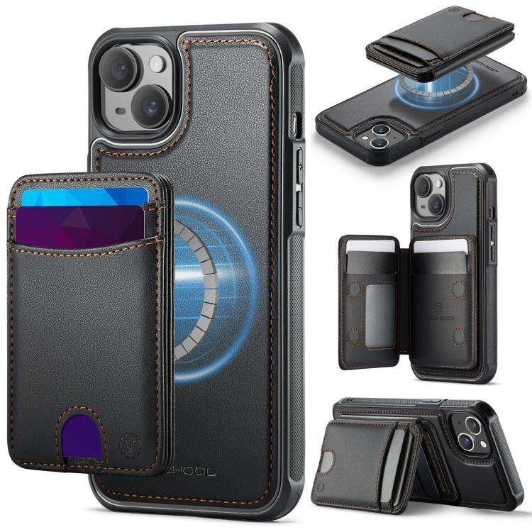 JEEHOOD J10 Flip Card Bag MagSafe Split RFID Leather Phone Case, For iPhone 14 Pro Max, For iPhon...
