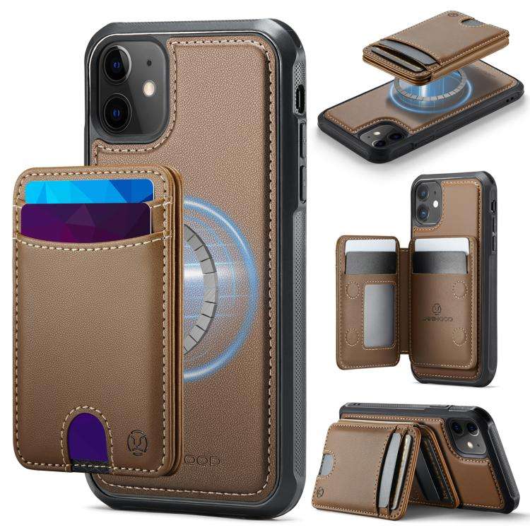 JEEHOOD J10 Flip Card Bag MagSafe Split RFID Leather Phone Case, For iPhone 14 Pro Max, For iPhon...