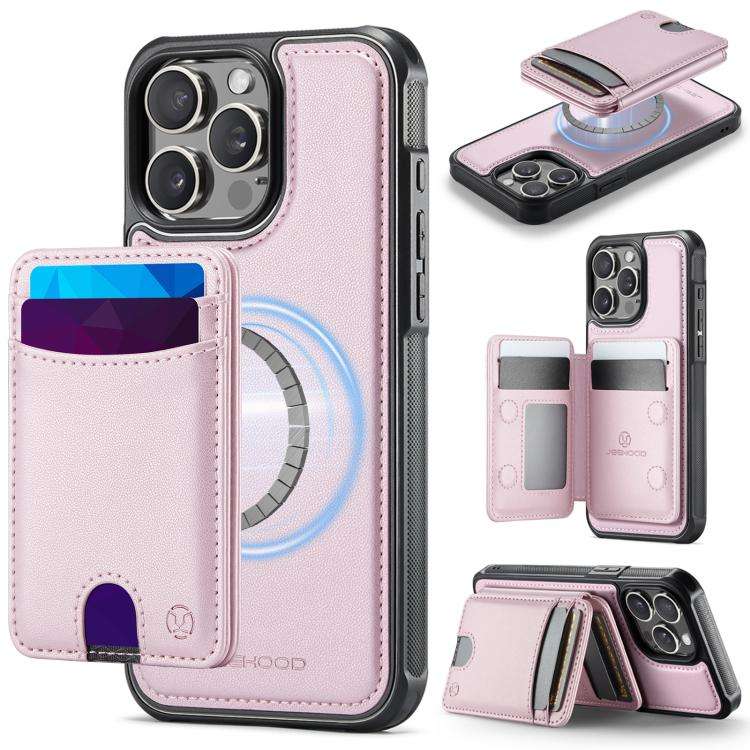 JEEHOOD J10 Flip Card Bag MagSafe Split RFID Leather Phone Case, For iPhone 14 Pro Max, For iPhon...
