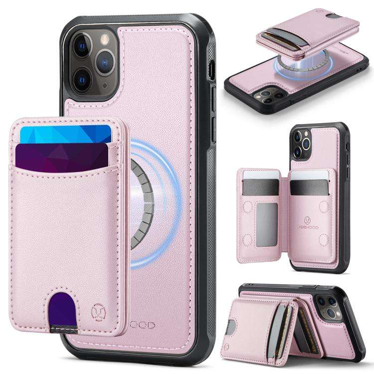 JEEHOOD J10 Flip Card Bag MagSafe Split RFID Leather Phone Case, For iPhone 14 Pro Max, For iPhon...