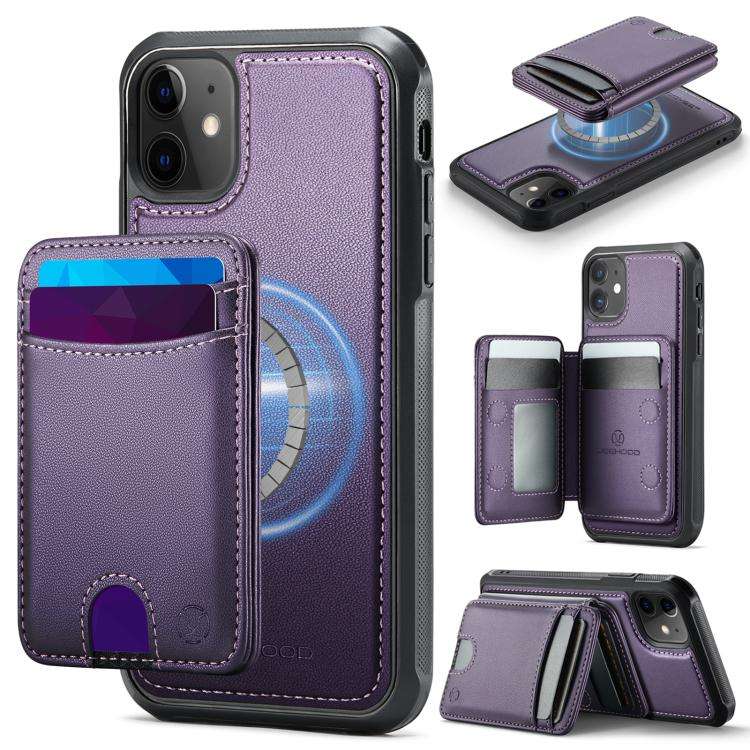 JEEHOOD J10 Flip Card Bag MagSafe Split RFID Leather Phone Case, For iPhone 14 Pro Max, For iPhon...