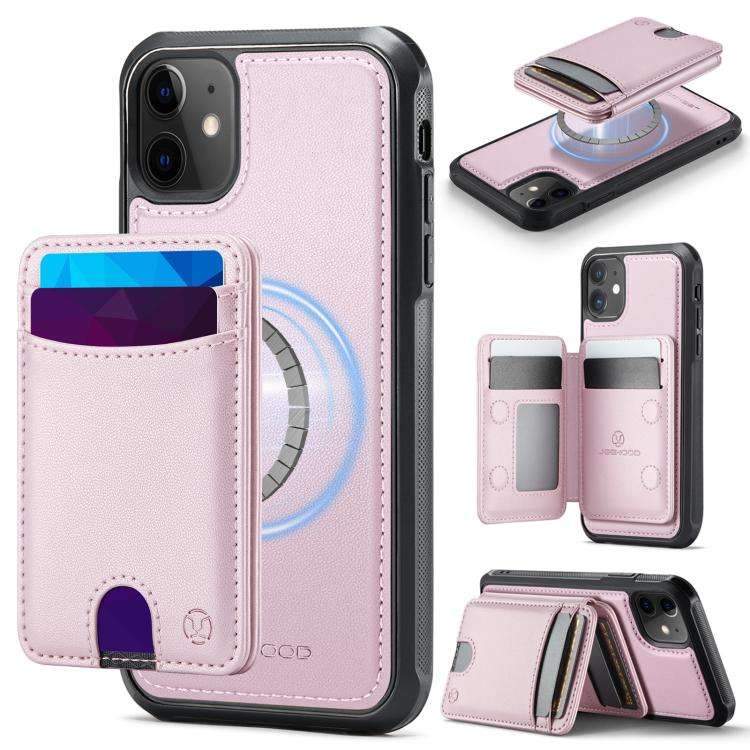 JEEHOOD J10 Flip Card Bag MagSafe Split RFID Leather Phone Case, For iPhone 14 Pro Max, For iPhon...