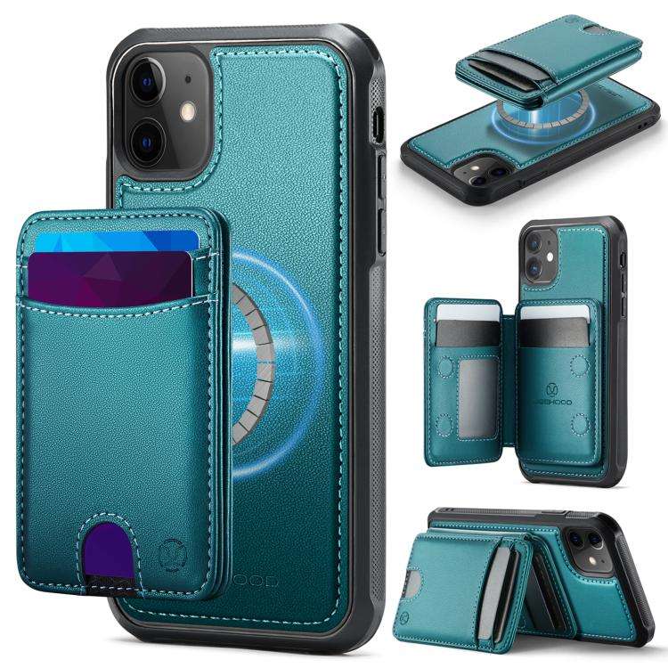 JEEHOOD J10 Flip Card Bag MagSafe Split RFID Leather Phone Case, For iPhone 14 Pro Max, For iPhon...