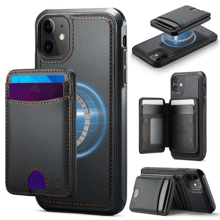 JEEHOOD J10 Flip Card Bag MagSafe Split RFID Leather Phone Case, For iPhone 14 Pro Max, For iPhon...