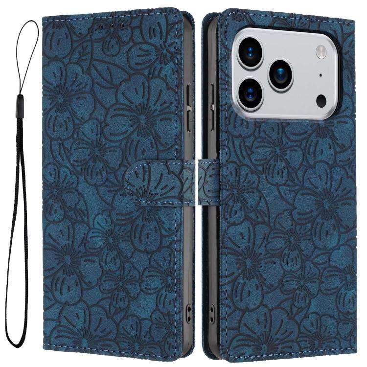 Cherry Blossoms Embossed Leather Phone Case, For iPhone 18 Pro, For iPhone 18 Pro Max, For iPhone...