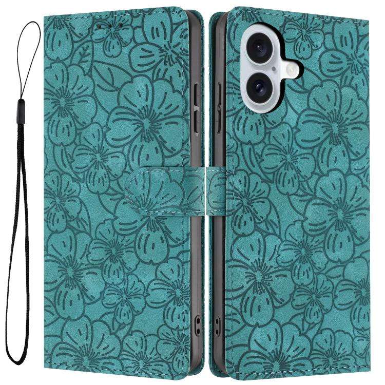 Cherry Blossoms Embossed Leather Phone Case, For iPhone 18 Pro, For iPhone 18 Pro Max, For iPhone...