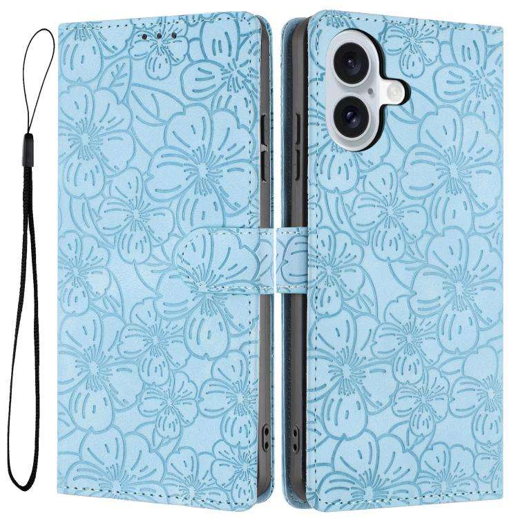 Cherry Blossoms Embossed Leather Phone Case, For iPhone 18 Pro, For iPhone 18 Pro Max, For iPhone...