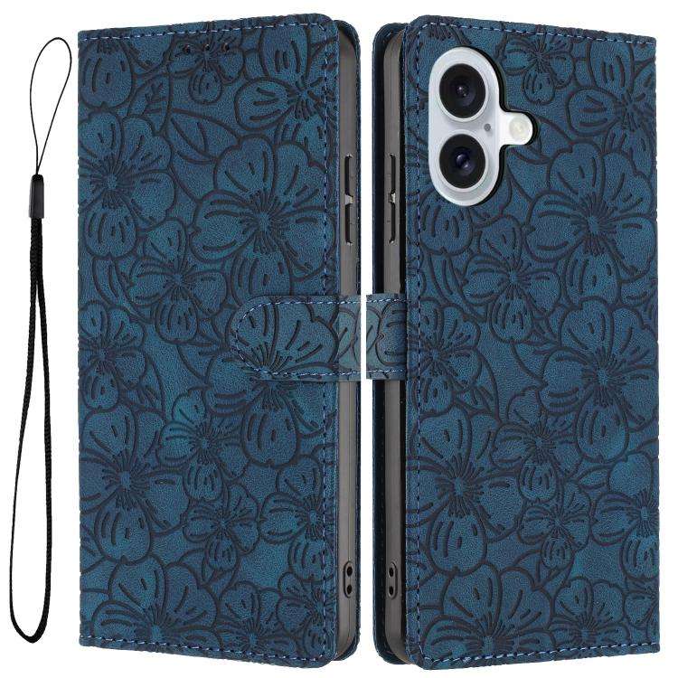 Cherry Blossoms Embossed Leather Phone Case, For iPhone 18 Pro, For iPhone 18 Pro Max, For iPhone...
