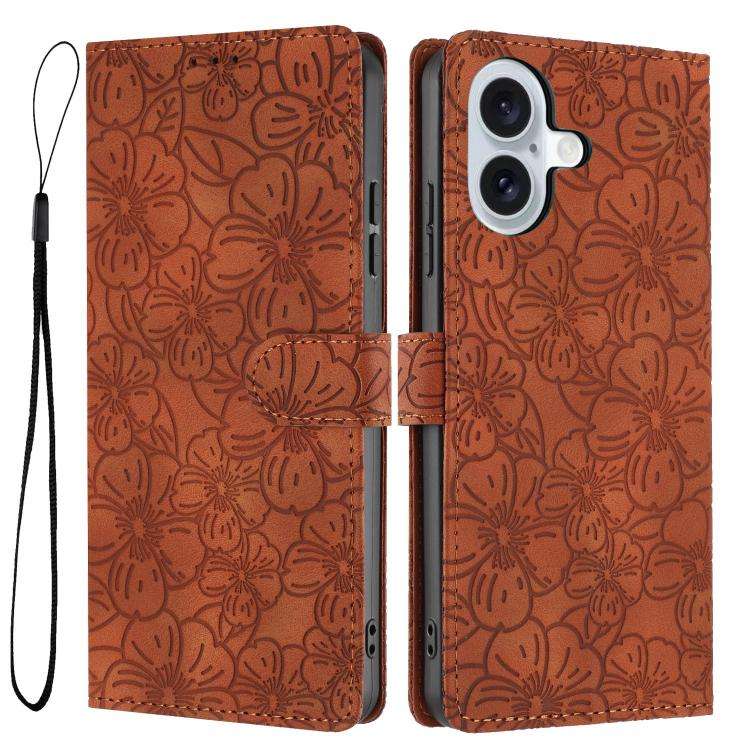 Cherry Blossoms Embossed Leather Phone Case, For iPhone 18 Pro, For iPhone 18 Pro Max, For iPhone...