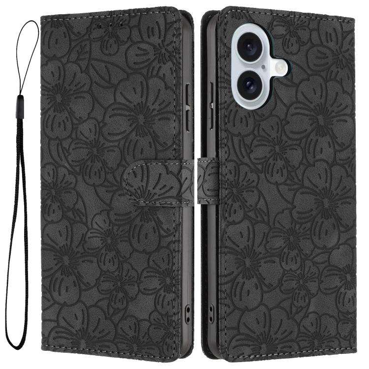 Cherry Blossoms Embossed Leather Phone Case, For iPhone 18 Pro, For iPhone 18 Pro Max, For iPhone...