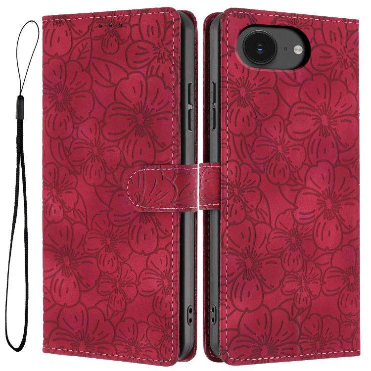 Cherry Blossoms Embossed Leather Phone Case, For iPhone 18 Pro, For iPhone 18 Pro Max, For iPhone...