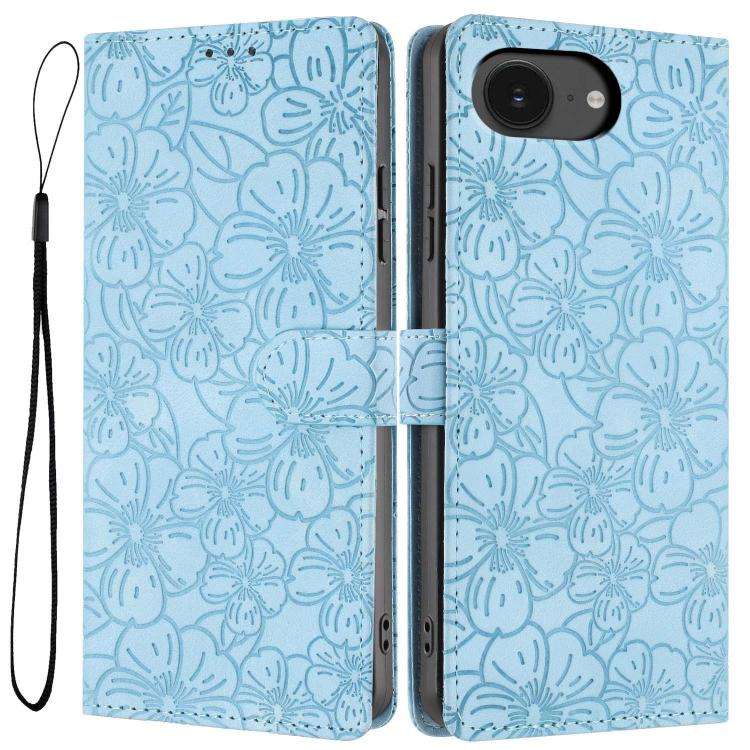Cherry Blossoms Embossed Leather Phone Case, For iPhone 18 Pro, For iPhone 18 Pro Max, For iPhone...