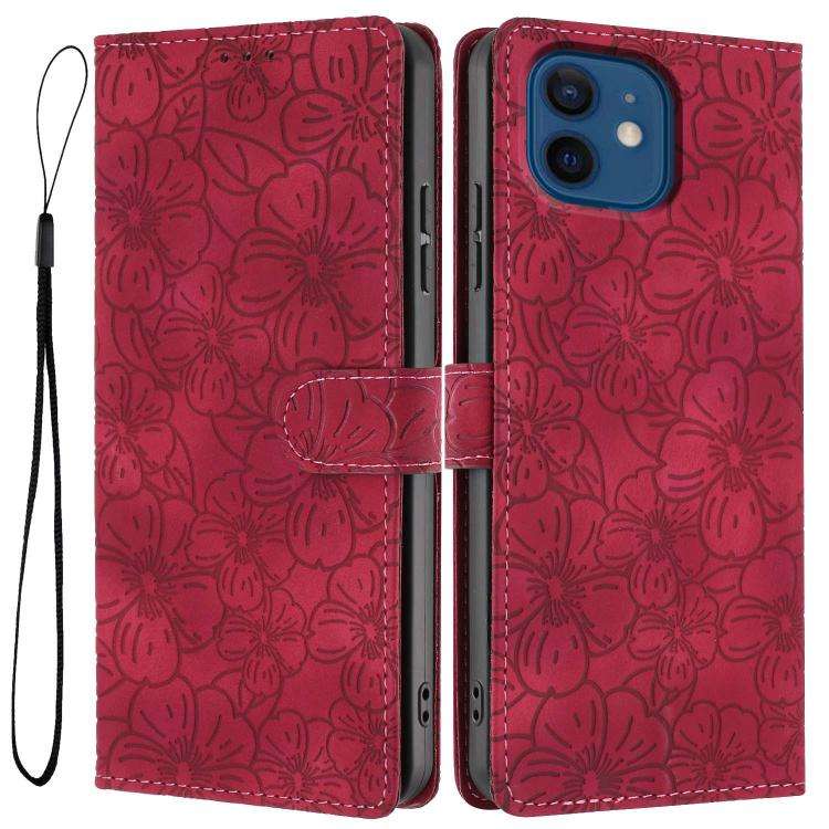 Cherry Blossoms Embossed Leather Phone Case, For iPhone 14 Pro Max, For iPhone 13 Pro Max, For iP...