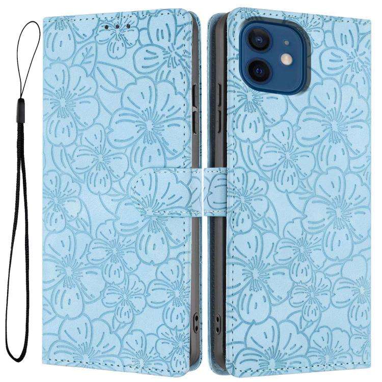 Cherry Blossoms Embossed Leather Phone Case, For iPhone 14 Pro Max, For iPhone 13 Pro Max, For iP...