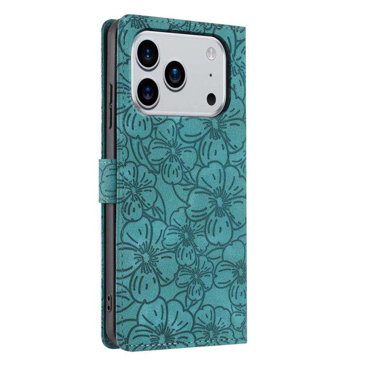 Cherry Blossoms Embossed Leather Phone Case, For iPhone 18 Pro, For iPhone 18 Pro Max, For iPhone...