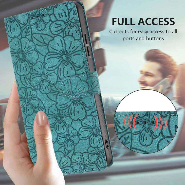 Cherry Blossoms Embossed Leather Phone Case, For iPhone 18 Pro, For iPhone 18 Pro Max, For iPhone...