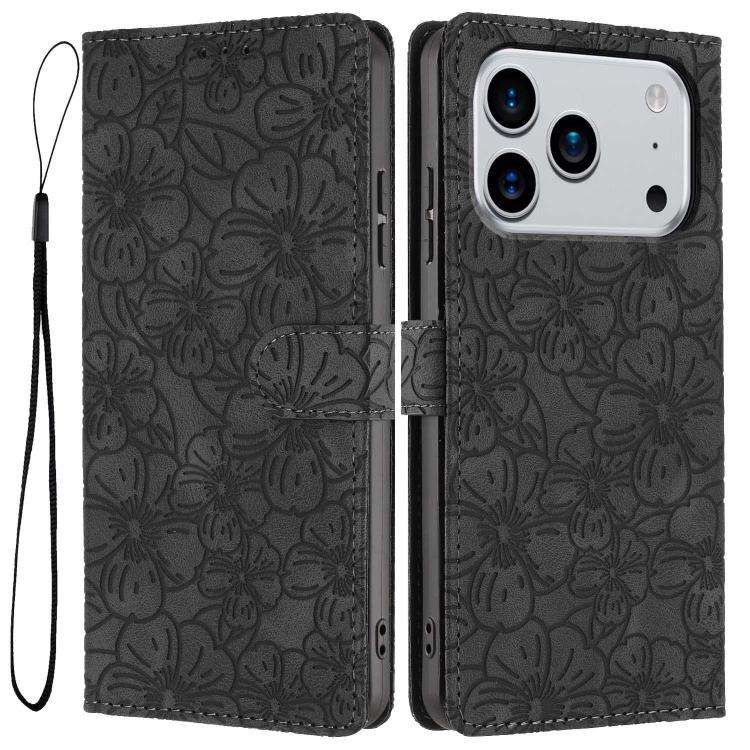 Cherry Blossoms Embossed Leather Phone Case, For iPhone 18 Pro, For iPhone 18 Pro Max, For iPhone...