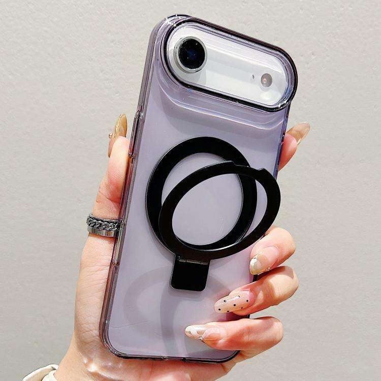 Transparent Colorful Metal Ring Holder MagSafe Phone Case, For iPhone 17 Pro Max, For iPhone 17 P...