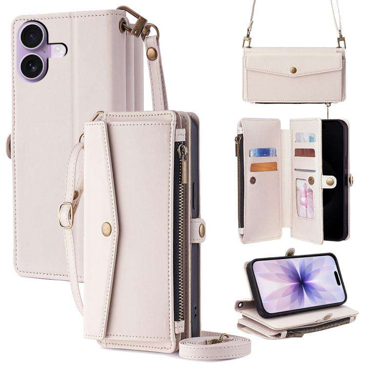 Zipper Wallet Side Buckle Crossbody Lanyard Leather Phone Case, For iPhone 18 Pro / 17 Pro, For i...