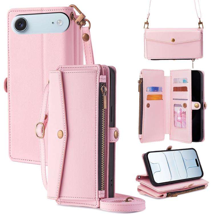 Zipper Wallet Side Buckle Crossbody Lanyard Leather Phone Case, For iPhone 18 Pro / 17 Pro, For i...