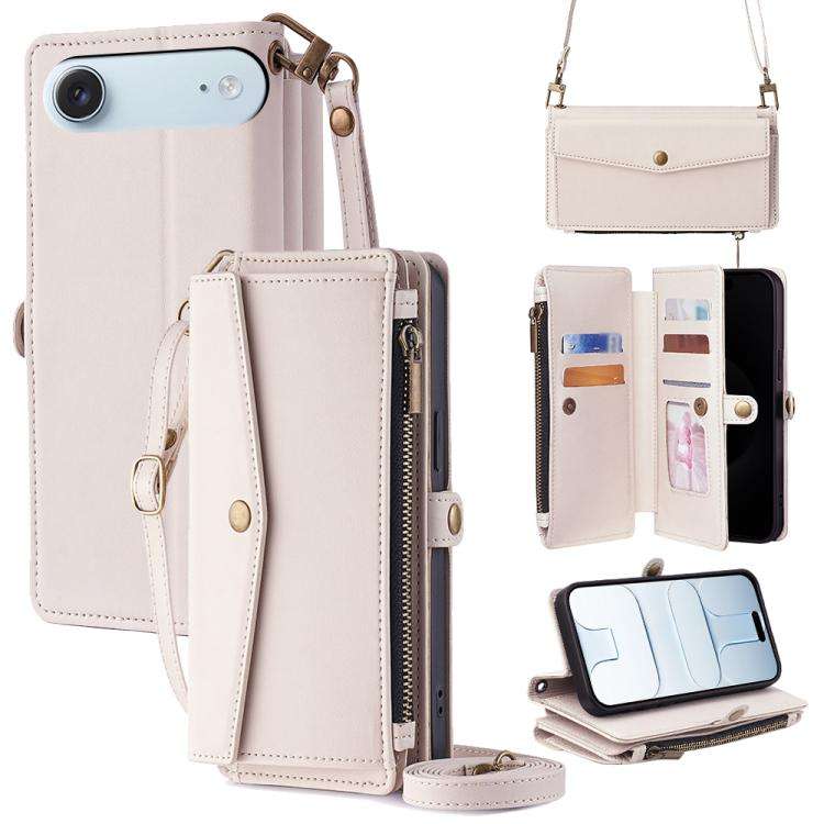Zipper Wallet Side Buckle Crossbody Lanyard Leather Phone Case, For iPhone 18 Pro / 17 Pro, For i...
