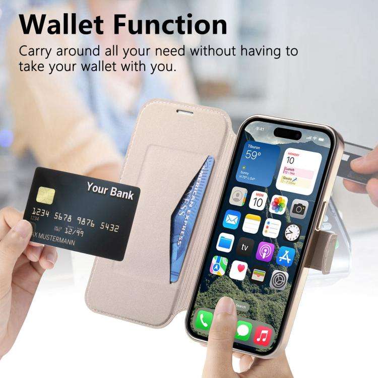 Splitable Electroplated MagSafe RFID Anti-theft Leather Phone Case with Lens Film, For iPhone 18 ...