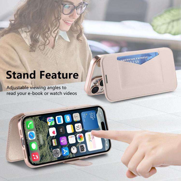 Splitable Electroplated MagSafe RFID Anti-theft Leather Phone Case with Lens Film, For iPhone 18 ...