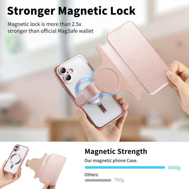 Splitable Electroplated MagSafe RFID Anti-theft Leather Phone Case with Lens Film, For iPhone 18 ...