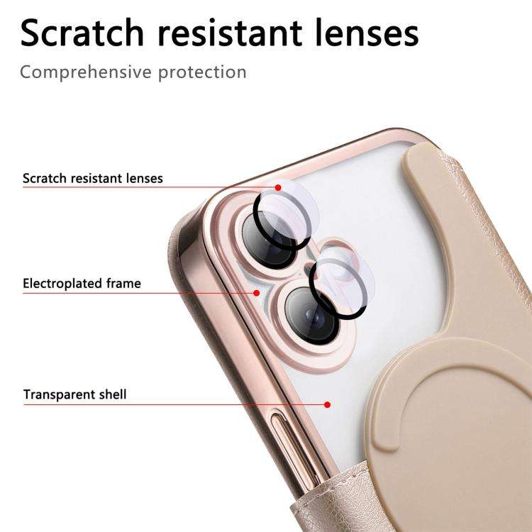 Splitable Electroplated MagSafe RFID Anti-theft Leather Phone Case with Lens Film, For iPhone 18 ...