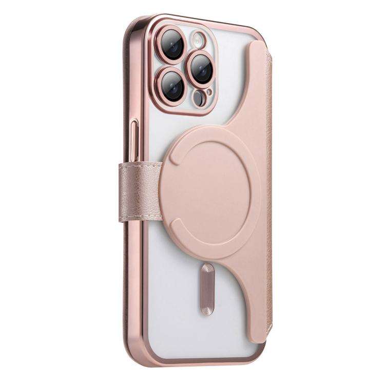 Splitable Electroplated MagSafe RFID Anti-theft Leather Phone Case with Lens Film, For iPhone 13 ...