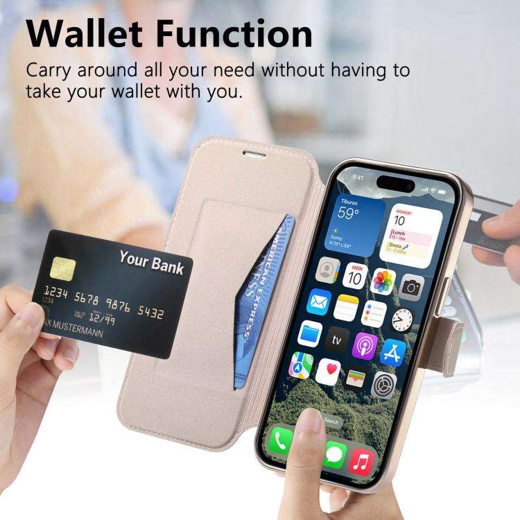 Splitable Electroplated MagSafe RFID Anti-theft Leather Phone Case with Lens Film, For iPhone 13 ...