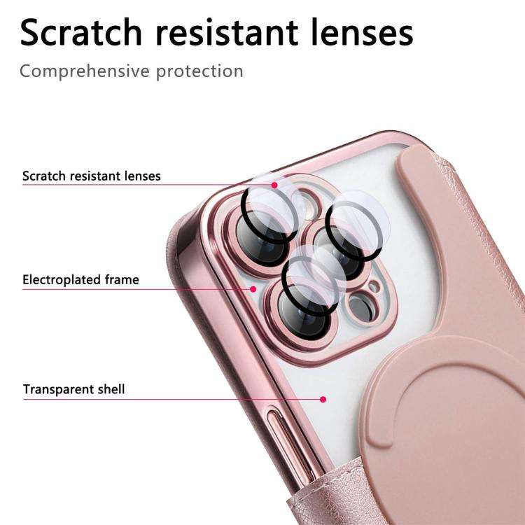 Splitable Electroplated MagSafe RFID Anti-theft Leather Phone Case with Lens Film, For iPhone 13 ...