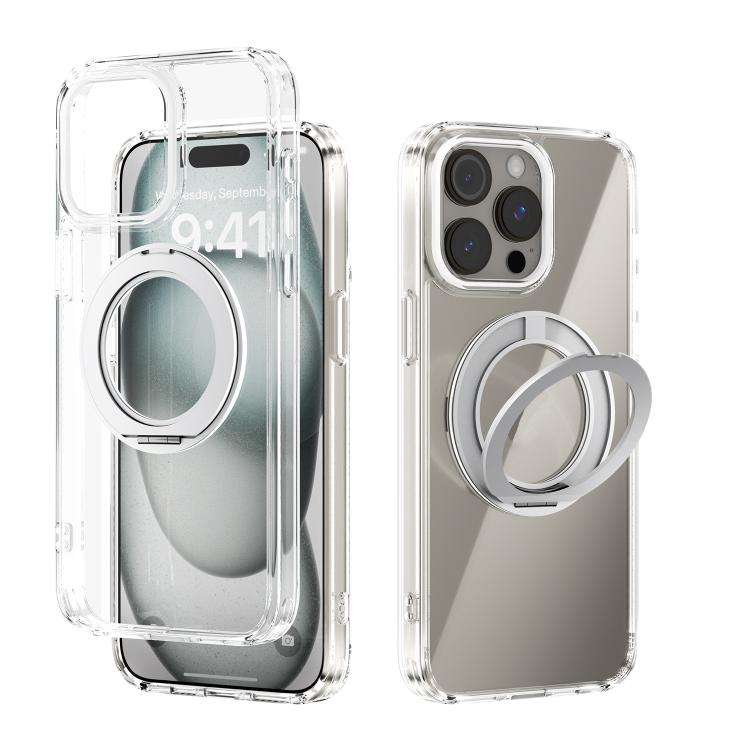 ABEEL MagSafe Q-LUCK Pivot Bracket Transparent Phone Case, For iPhone 15 Pro Max, For iPhone 15 P...