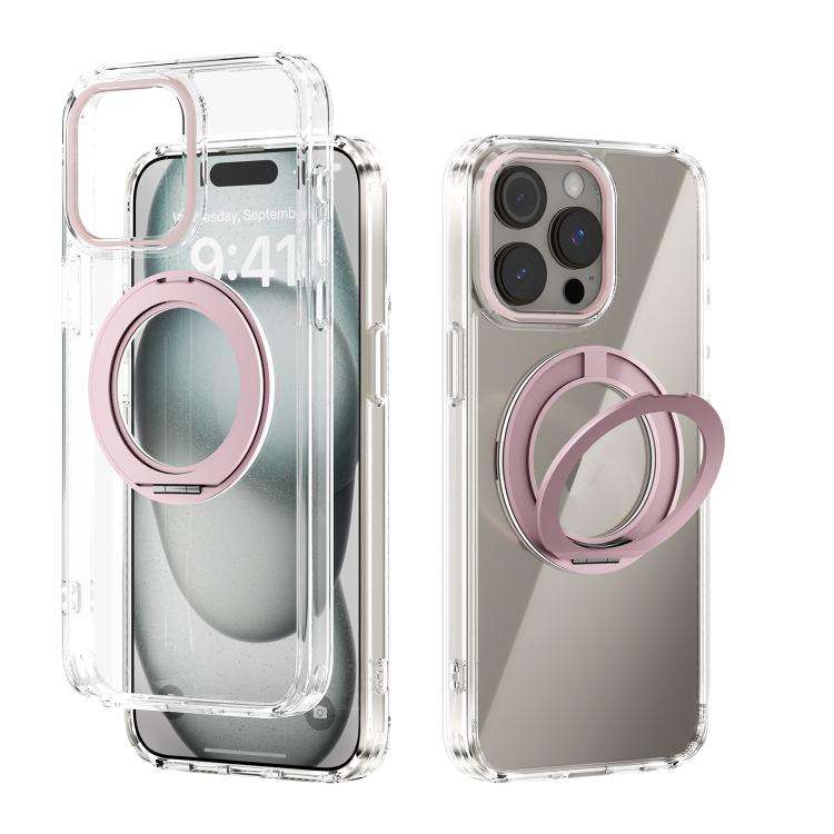 ABEEL MagSafe Q-LUCK Pivot Bracket Transparent Phone Case, For iPhone 15 Pro Max, For iPhone 15 P...