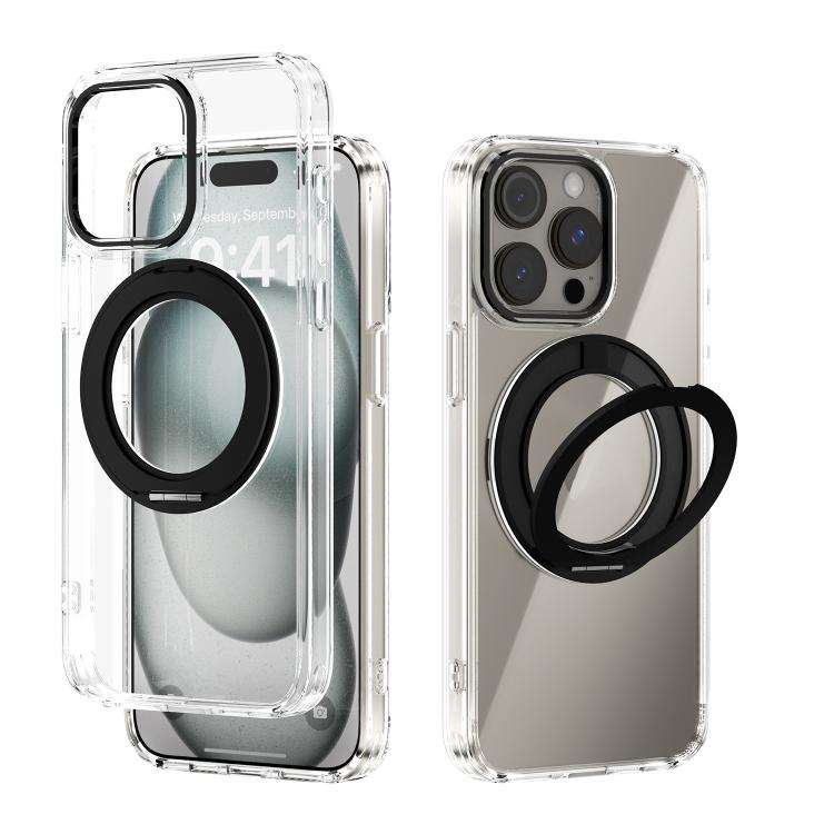 ABEEL MagSafe Q-LUCK Pivot Bracket Transparent Phone Case, For iPhone 15 Pro Max, For iPhone 15 P...