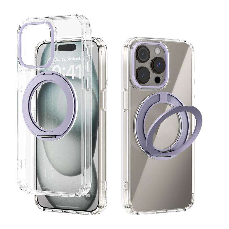 ABEEL MagSafe Q-LUCK Pivot Bracket Transparent Phone Case, For iPhone 15 Pro Max, For iPhone 15 P...