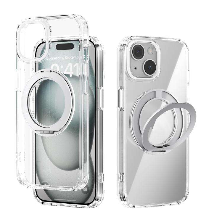 ABEEL MagSafe Q-LUCK Pivot Bracket Transparent Phone Case, For iPhone 15 Pro Max, For iPhone 15 P...