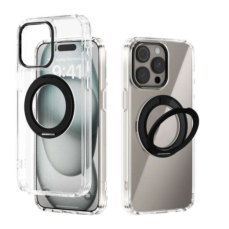 ABEEL MagSafe Q-LUCK Pivot Bracket Transparent Phone Case, For iPhone 15 Pro Max, For iPhone 15 P...