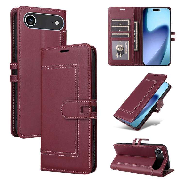 Stitched Magnetic Buckle Leather Phone Case, For iPhone 17e / 16e, For iPhone 17 Pro Max, For iPh...