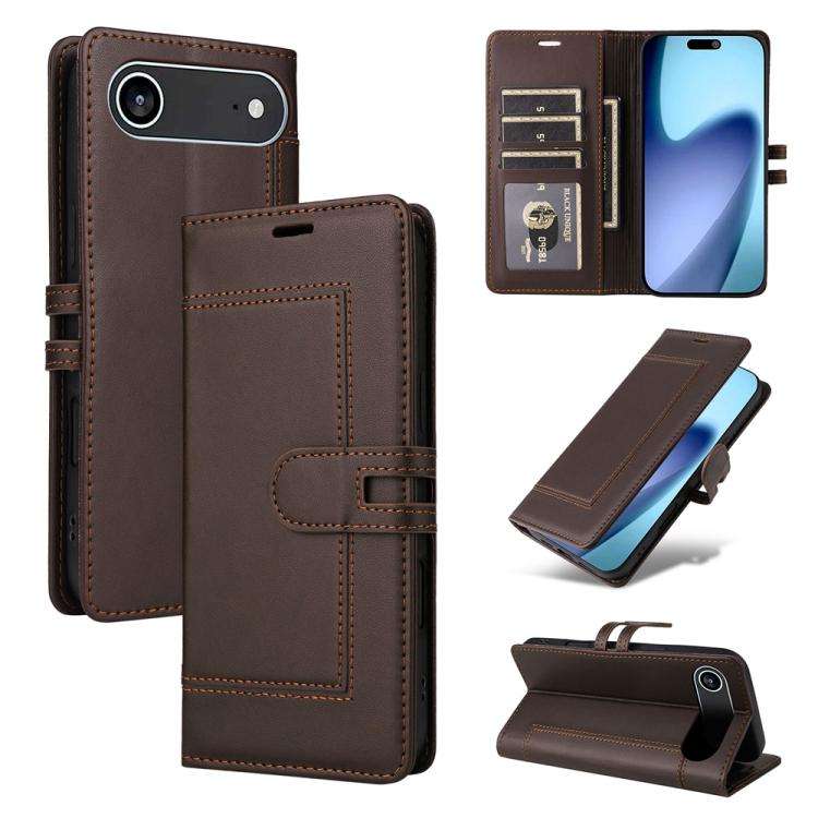 Stitched Magnetic Buckle Leather Phone Case, For iPhone 17e / 16e, For iPhone 17 Pro Max, For iPh...