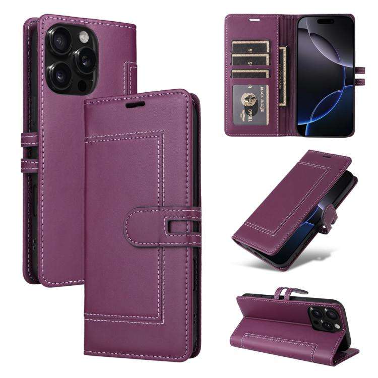 Stitched Magnetic Buckle Leather Phone Case, For iPhone 17e / 16e, For iPhone 17 Pro Max, For iPh...