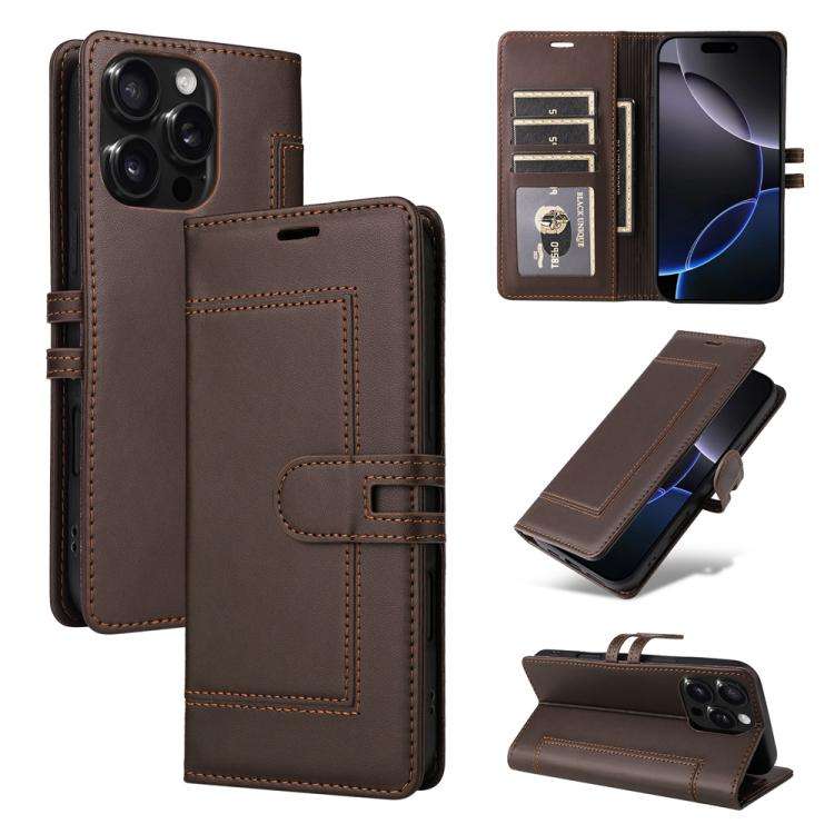Stitched Magnetic Buckle Leather Phone Case, For iPhone 17e / 16e, For iPhone 17 Pro Max, For iPh...