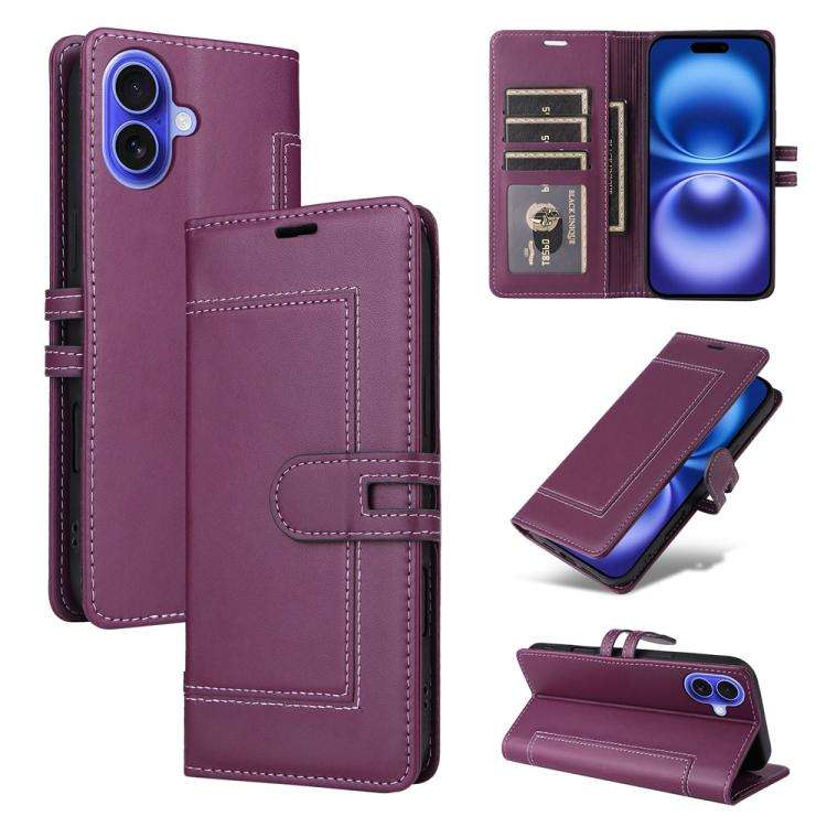 Stitched Magnetic Buckle Leather Phone Case, For iPhone 17e / 16e, For iPhone 17 Pro Max, For iPh...