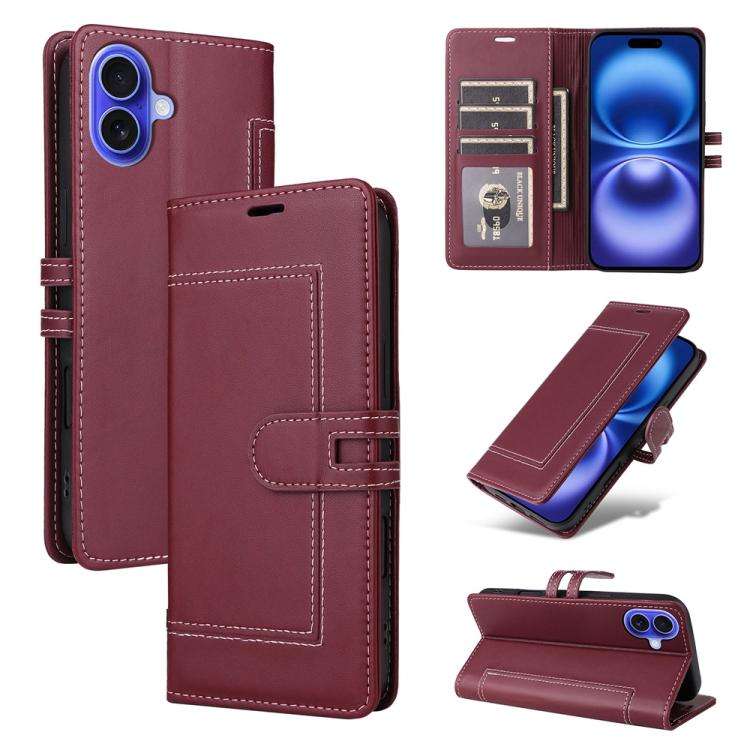 Stitched Magnetic Buckle Leather Phone Case, For iPhone 17e / 16e, For iPhone 17 Pro Max, For iPh...