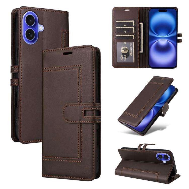 Stitched Magnetic Buckle Leather Phone Case, For iPhone 17e / 16e, For iPhone 17 Pro Max, For iPh...